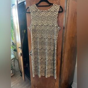 Paula J Elegant Leopard Print Midi Dress